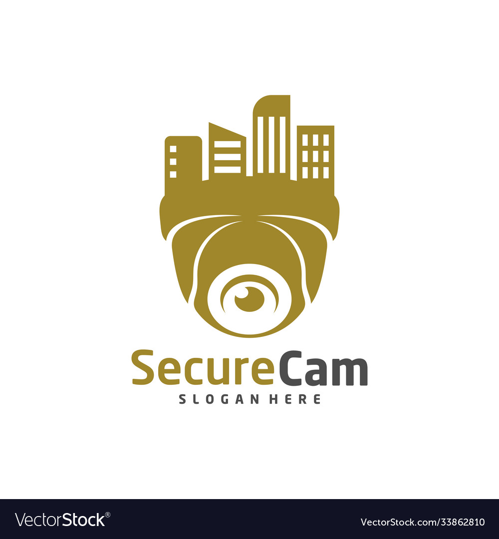 Cctv camera with city logo design template Vector Image