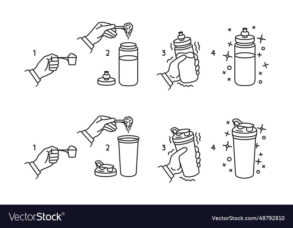 Instruction for making protein whey shake line Vector Image