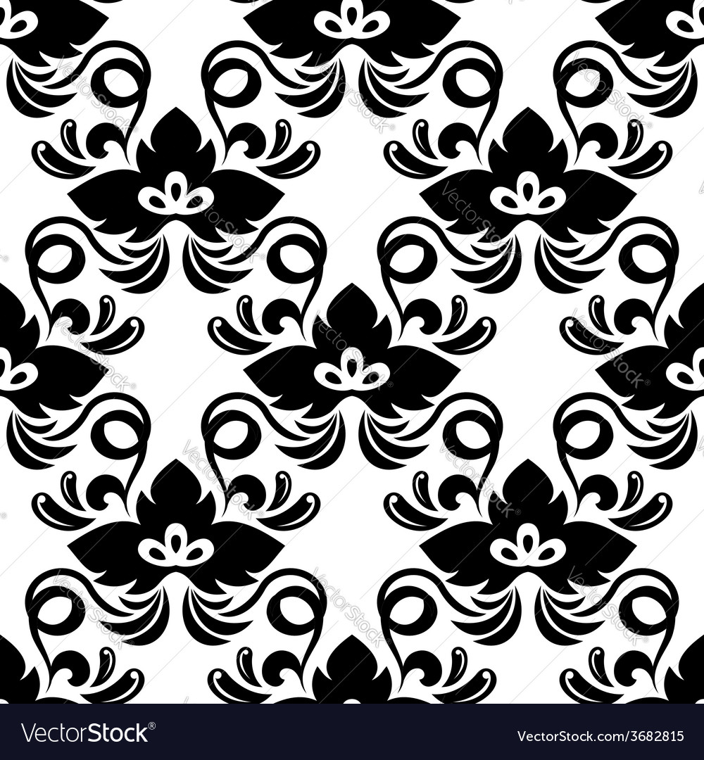 Black Abstract Shamrock Leaves Seamless Pattern Vector Image