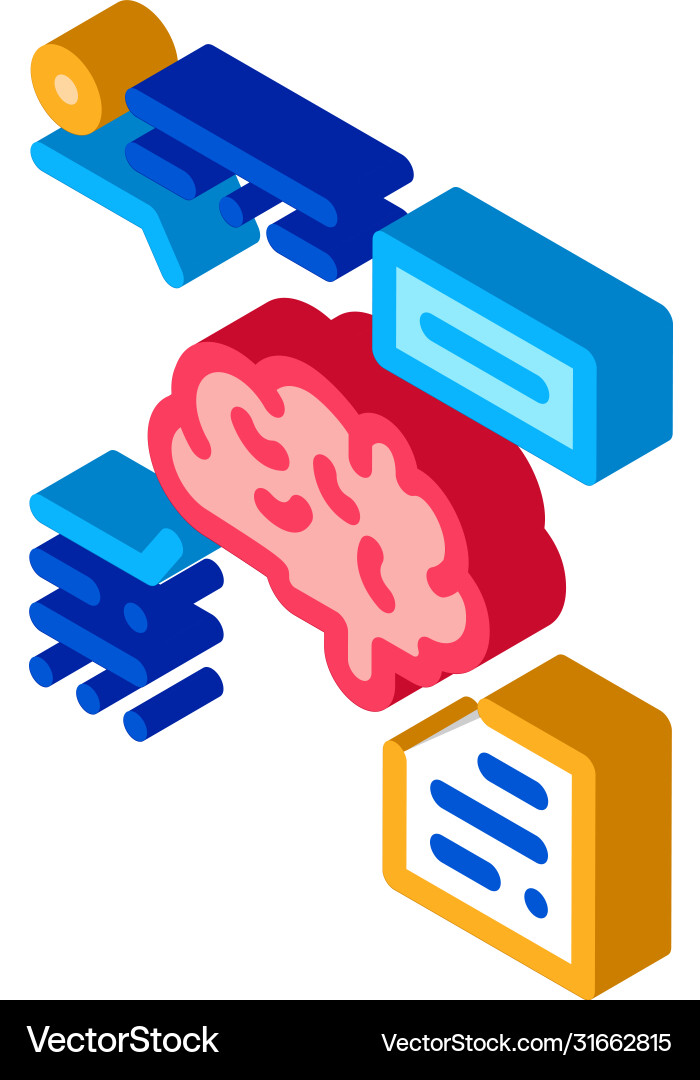 Brain feature isometric icon Royalty Free Vector Image