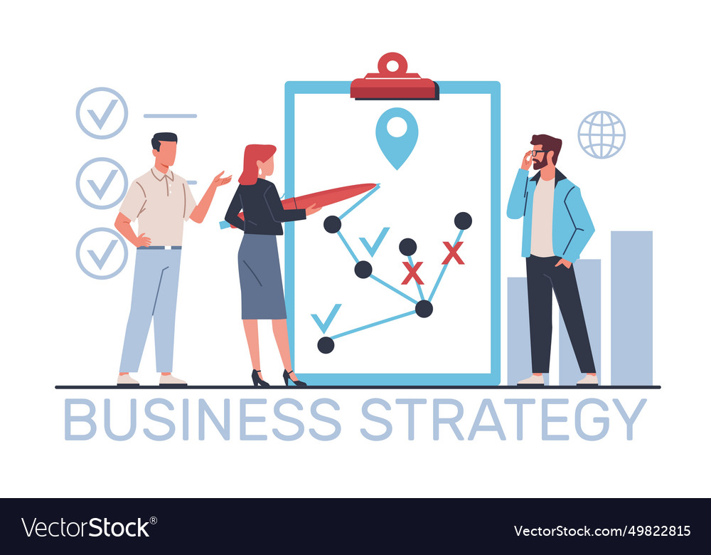 Business strategy businessmen develop path Vector Image