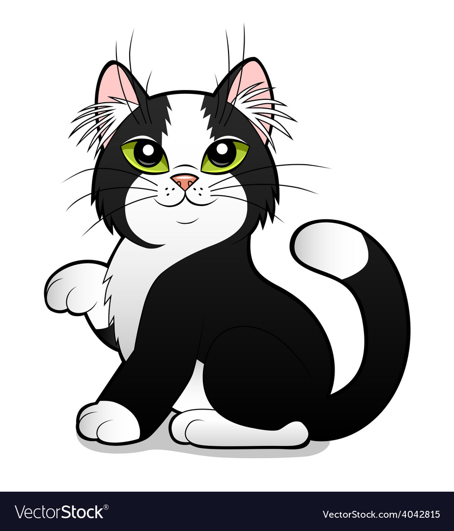 Download Cartoon black and white cat Royalty Free Vector Image