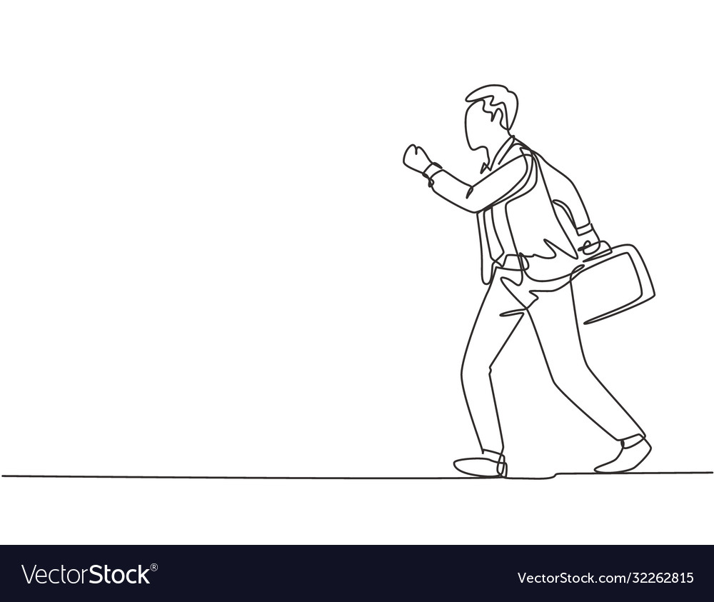 Commuter worker concept single continuous single Vector Image