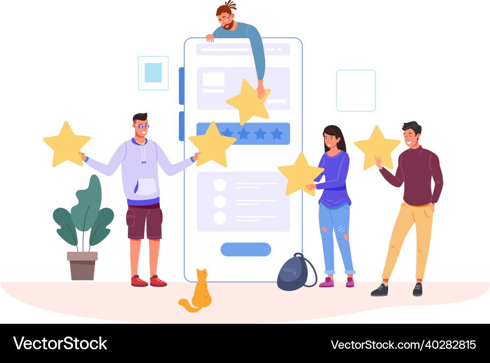 Customers giving five stars customer service Vector Image