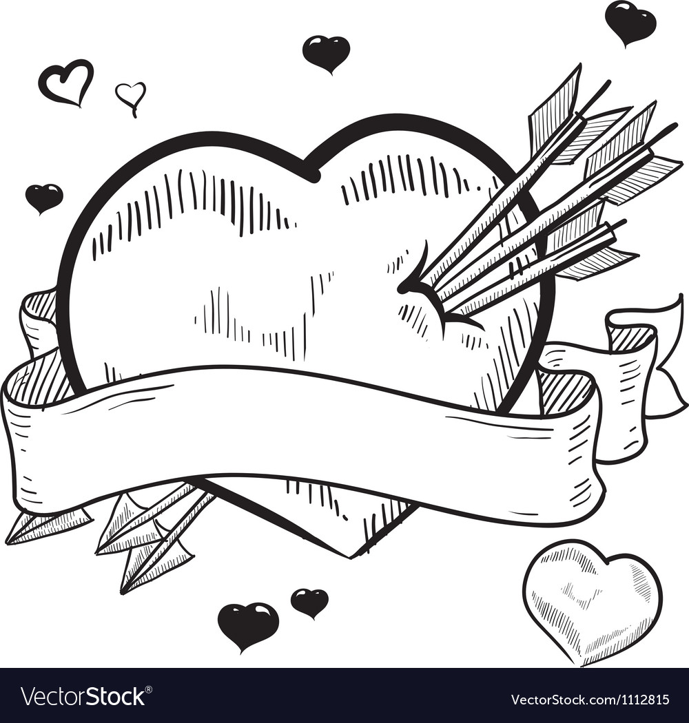 Doodle Valentines Heart Banner Royalty Free Vector Image