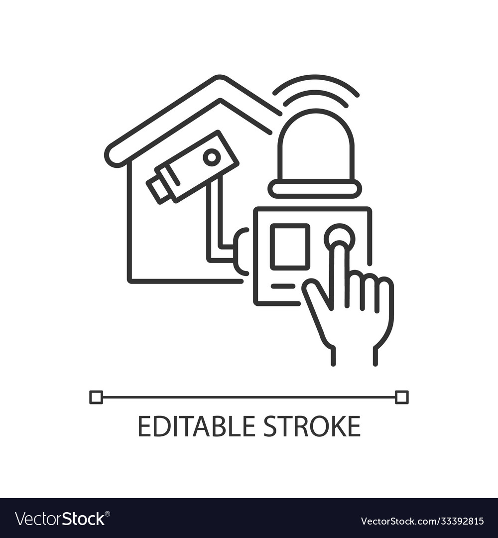Home alarm system linear icon Royalty Free Vector Image