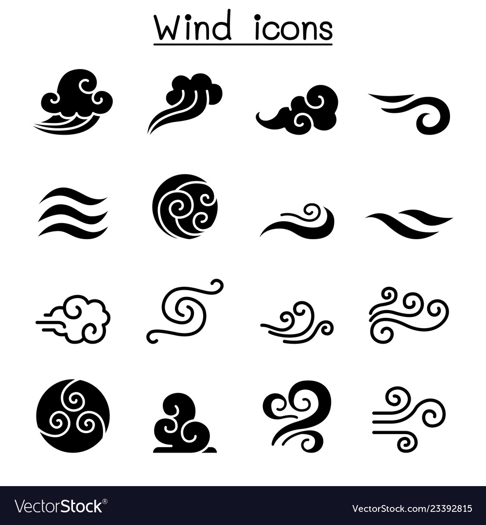 Wind icon set Royalty Free Vector Image - VectorStock