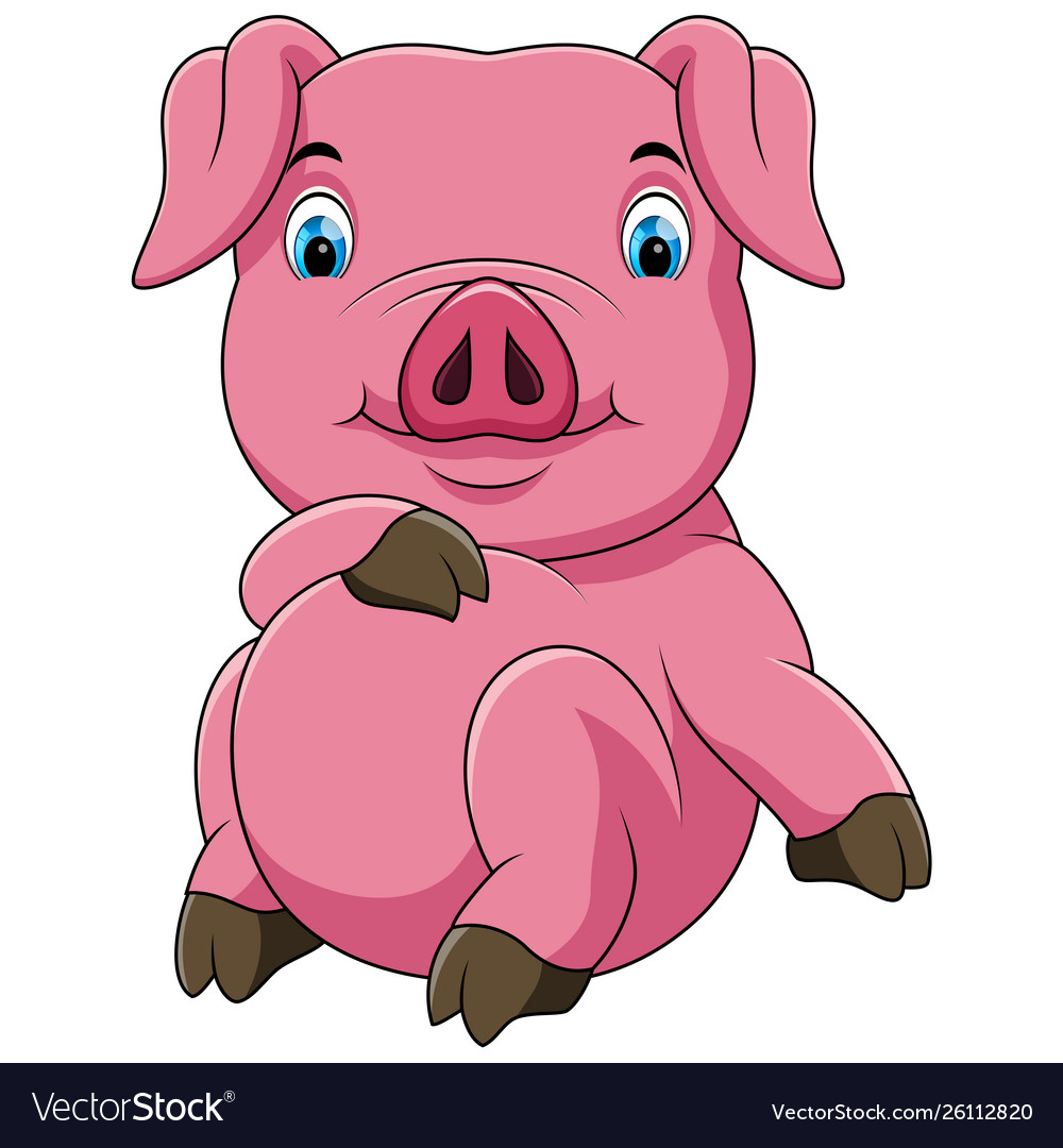 Cute pig sitting with white background Royalty Free Vector