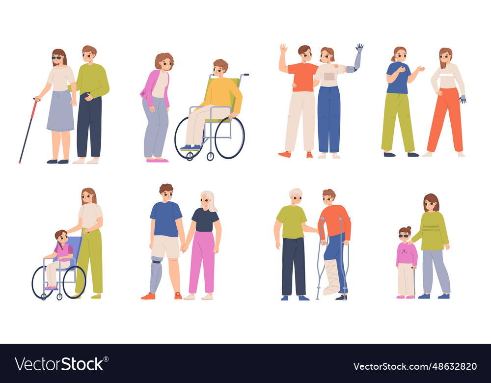 Disabilities And Friends Or Family Adults Vector Image