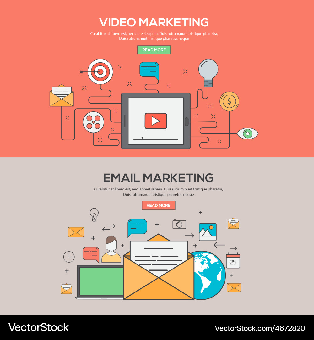 Flat design line concept 3 Royalty Free Vector Image
