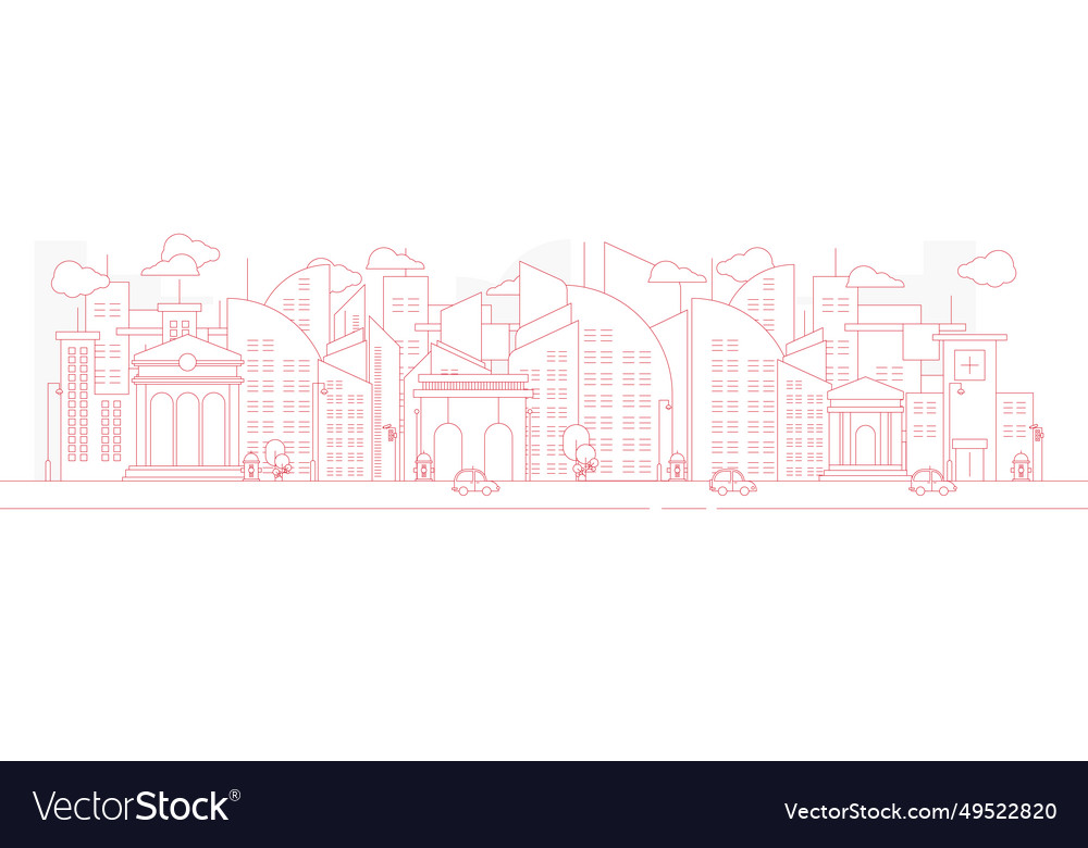 Futuristic outline urban landmark silhouette Vector Image