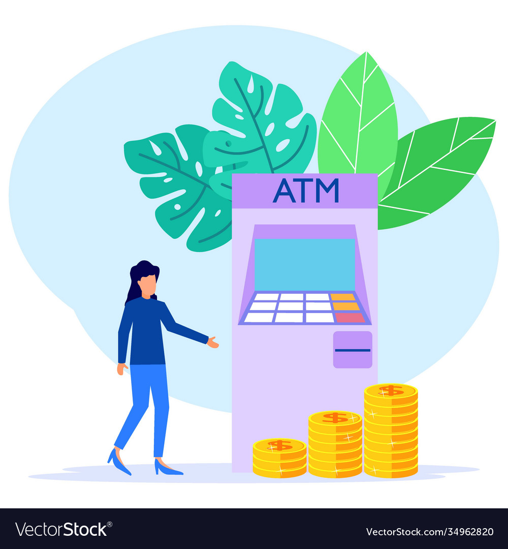 Graphic cartoon character money withdrawal Vector Image