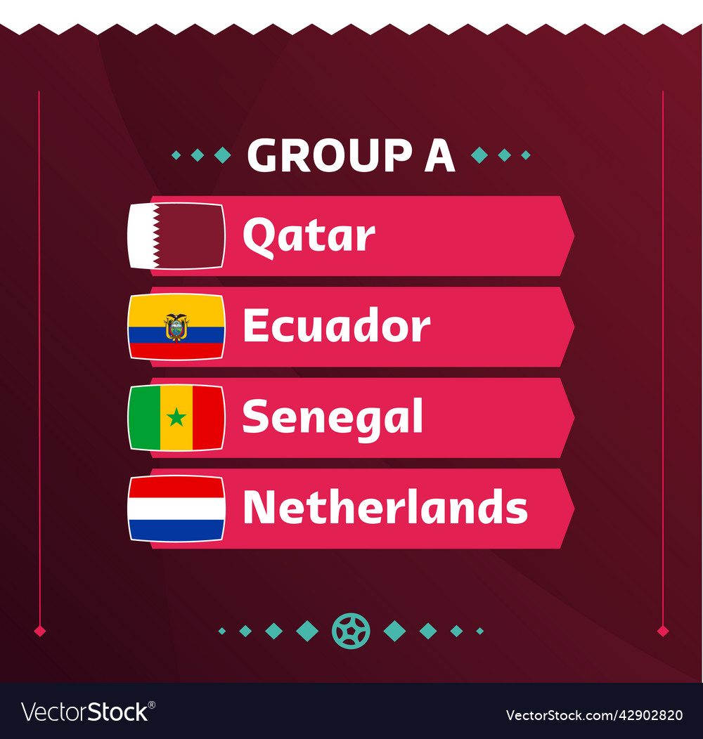 World football 2022 group a flags Royalty Free Vector Image