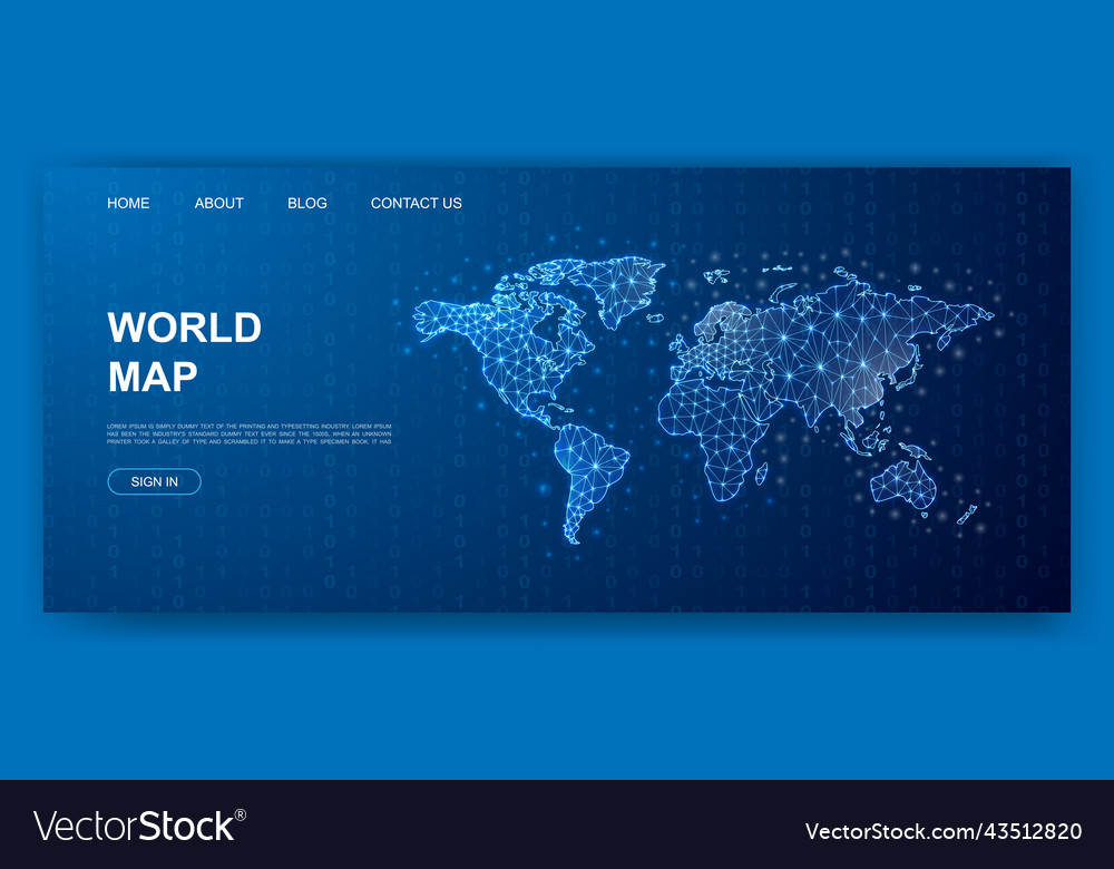 World map 3d polygonal website template travel Vector Image