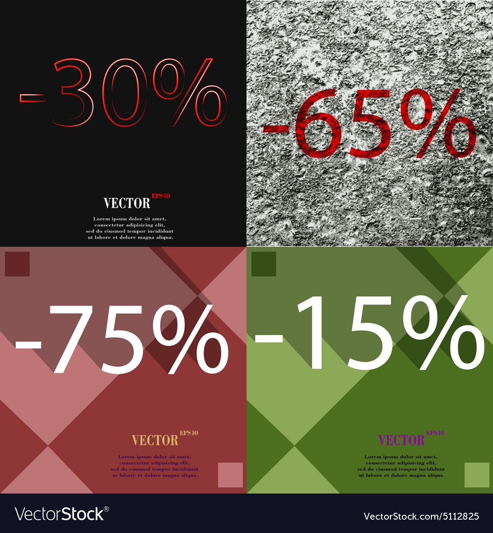 65 75 15 Icon Set Percent Discount On Abstract Vector Image