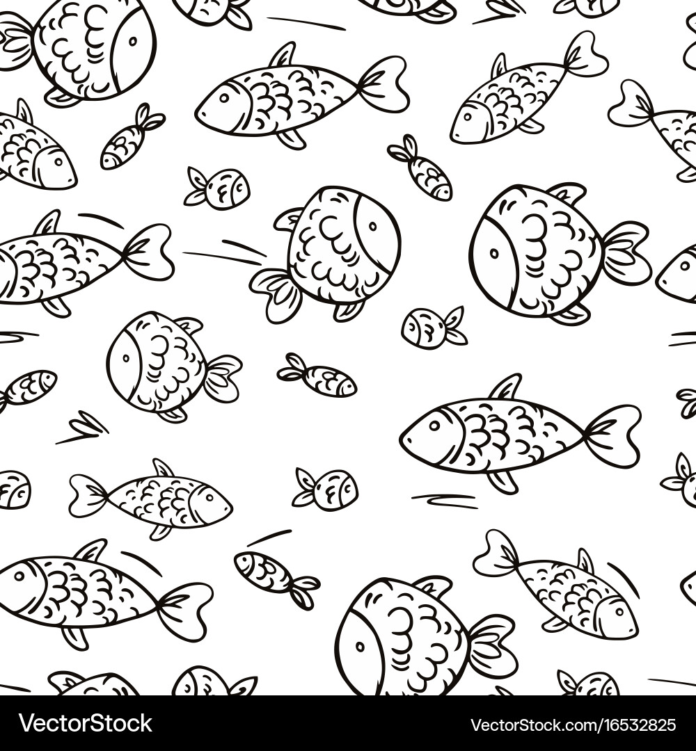 Cute seamless pattern with fish Royalty Free Vector Image