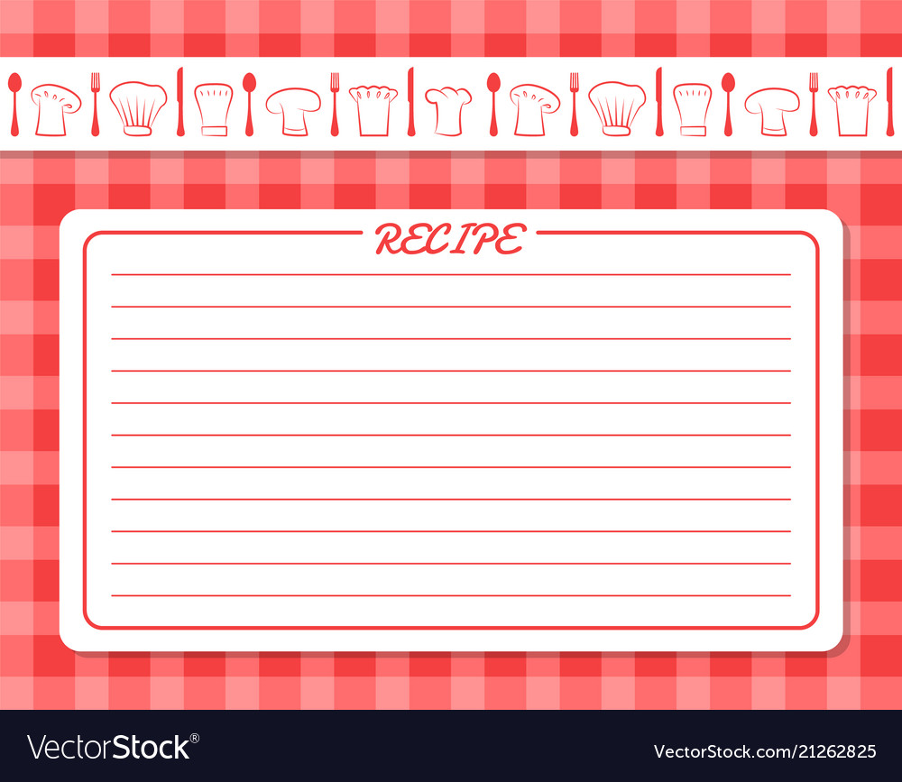 Decorative card with lines for recipe placement Vector Image