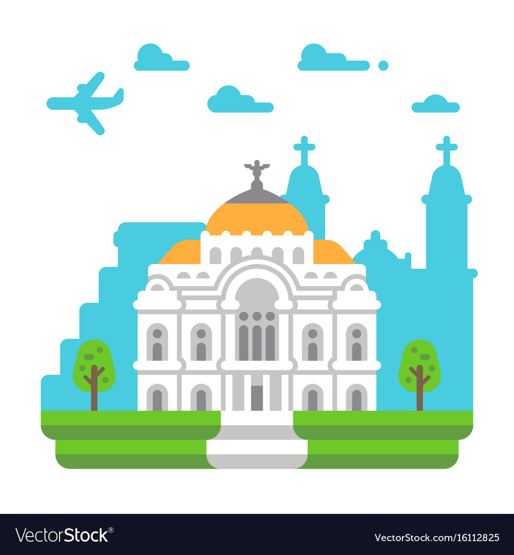 Flat design palace fine arts Royalty Free Vector Image