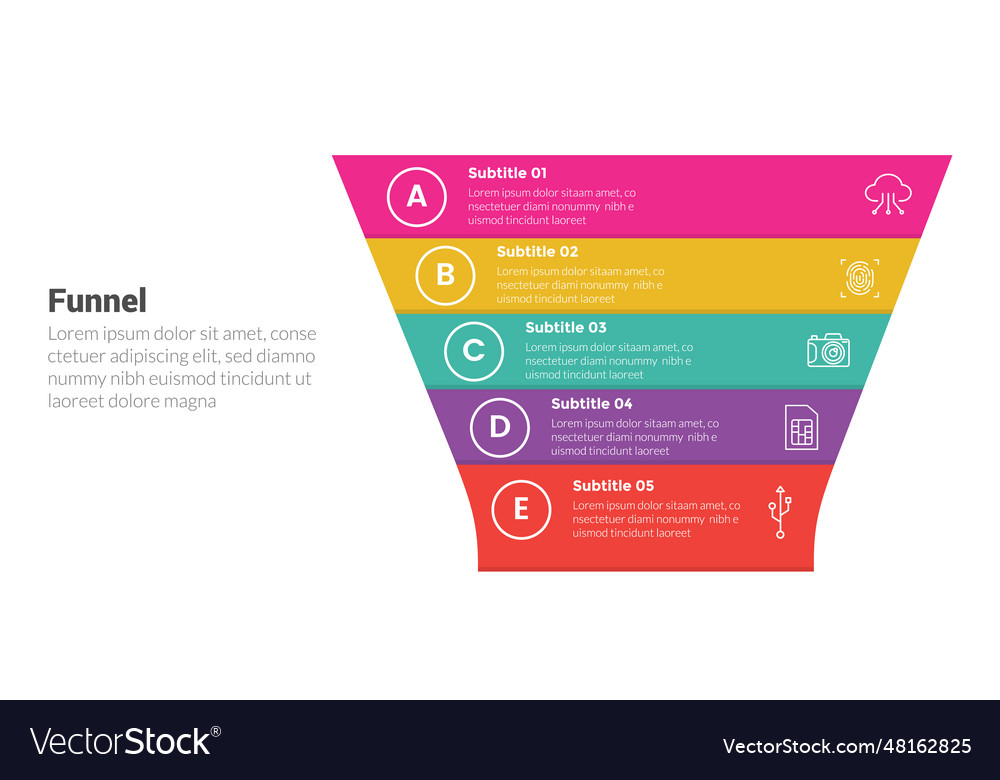 Funnel shape infographics template diagram Vector Image