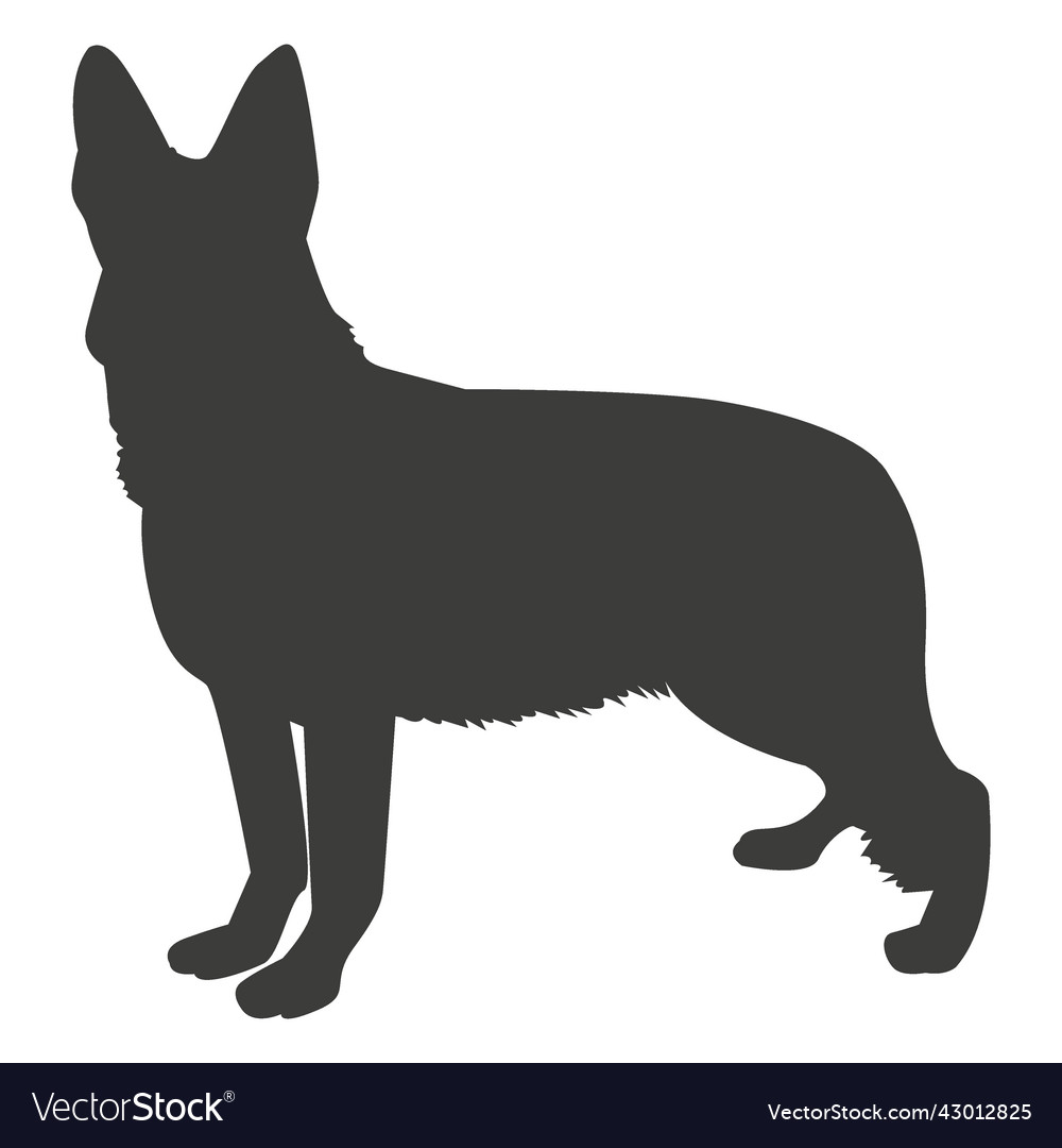 German shepherd standing silhouette dog Royalty Free Vector