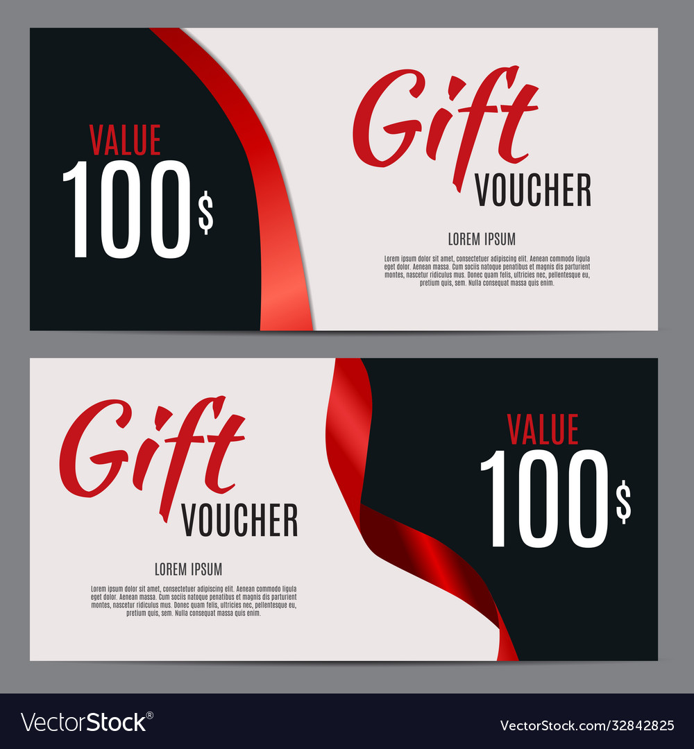 Gift voucher template with ribbon background Vector Image