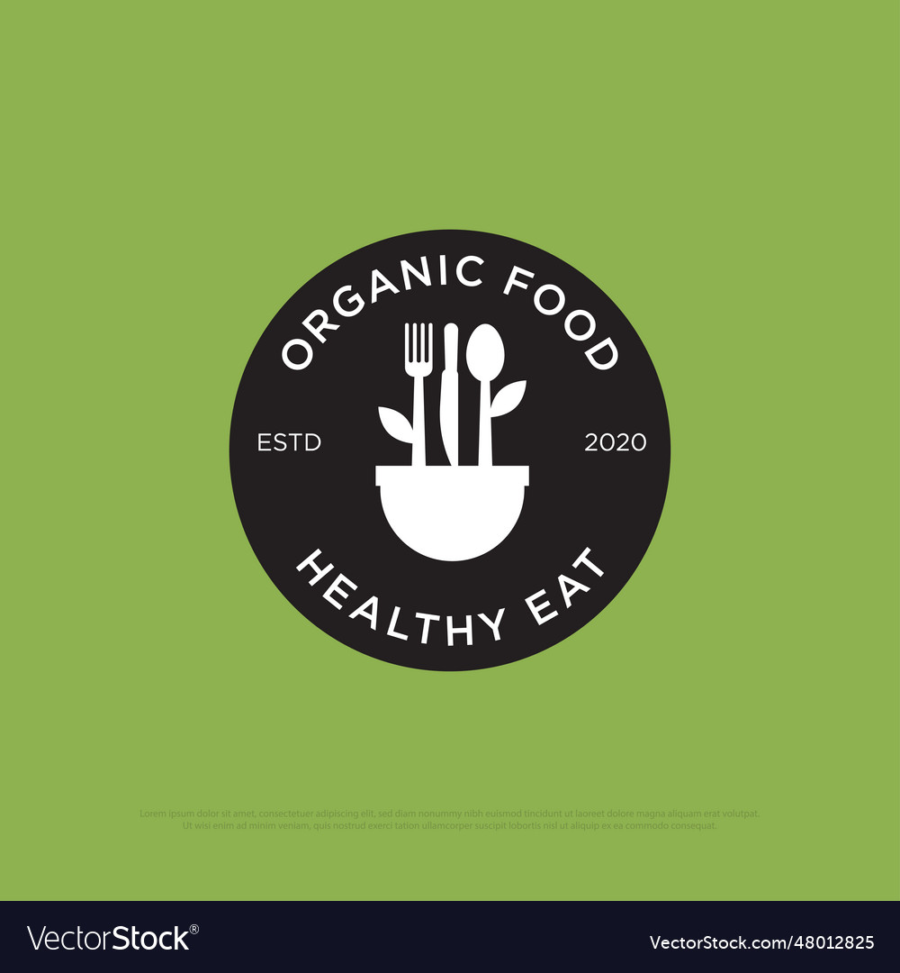 Organic food logo badgefresh logo design Vector Image