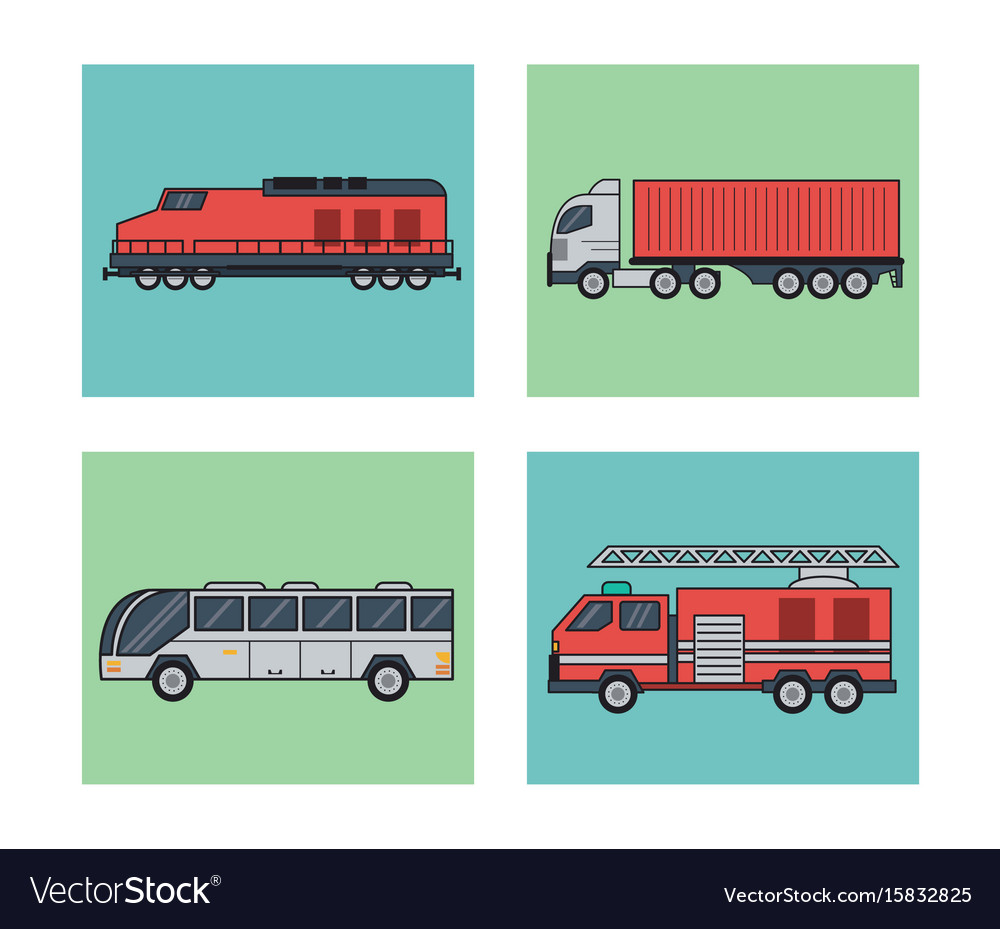 White background with square set of vehicles