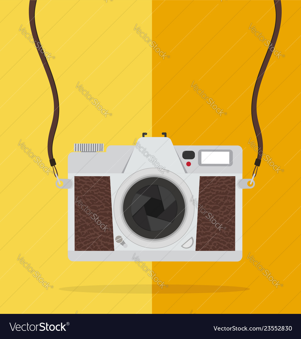 Flat style vintage camera pop art Royalty Free Vector Image