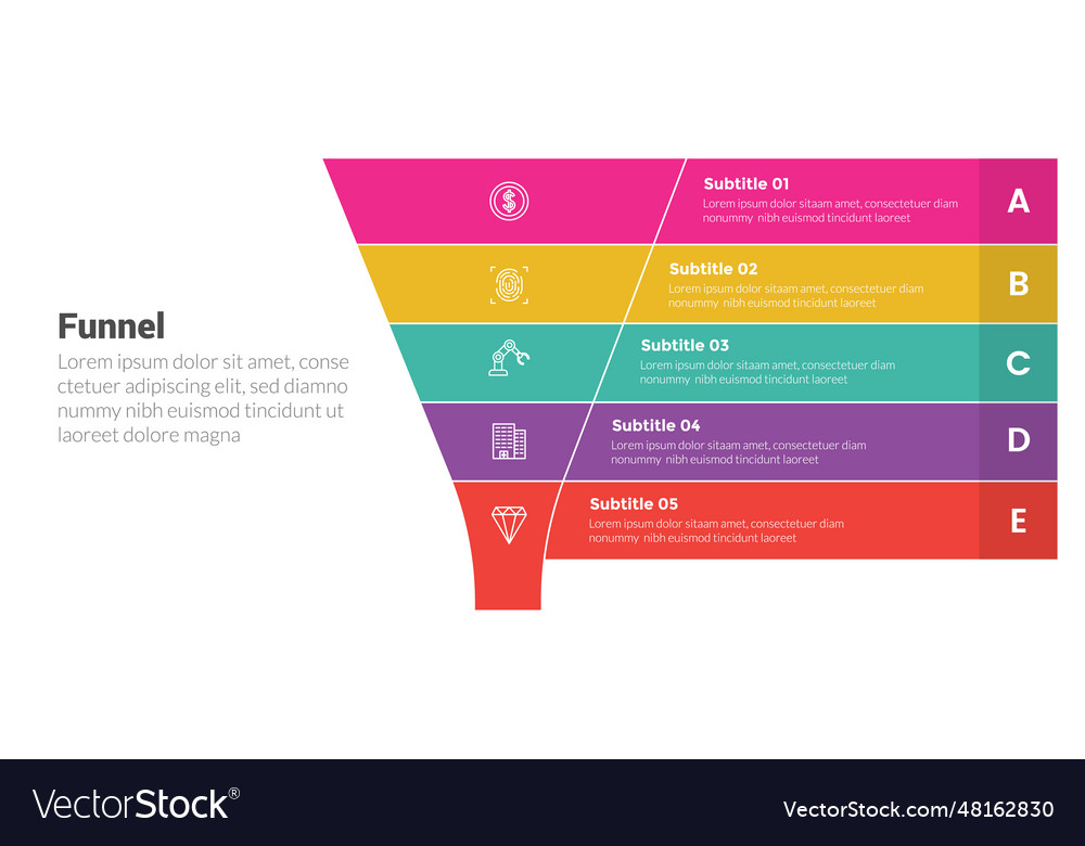Funnel shape infographics template diagram Vector Image