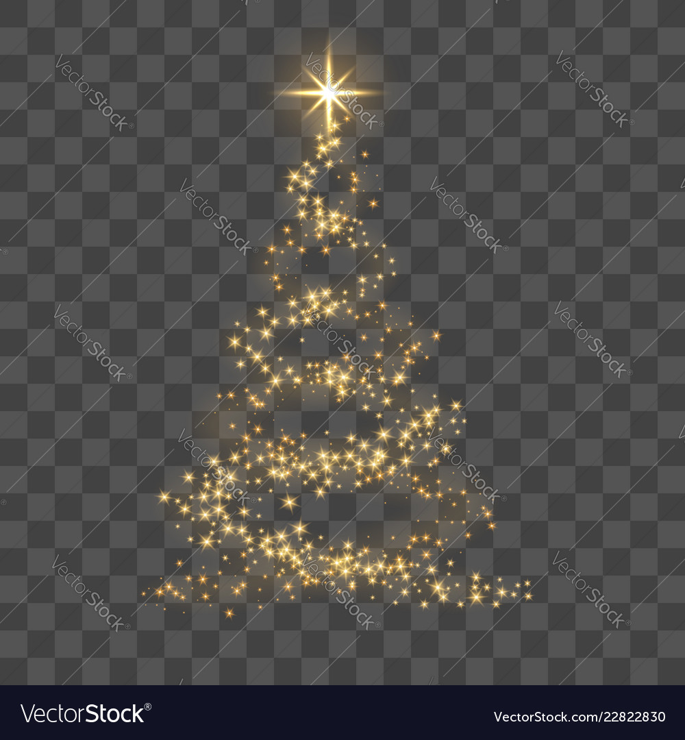 Gold christmas tree on transparent background Vector Image