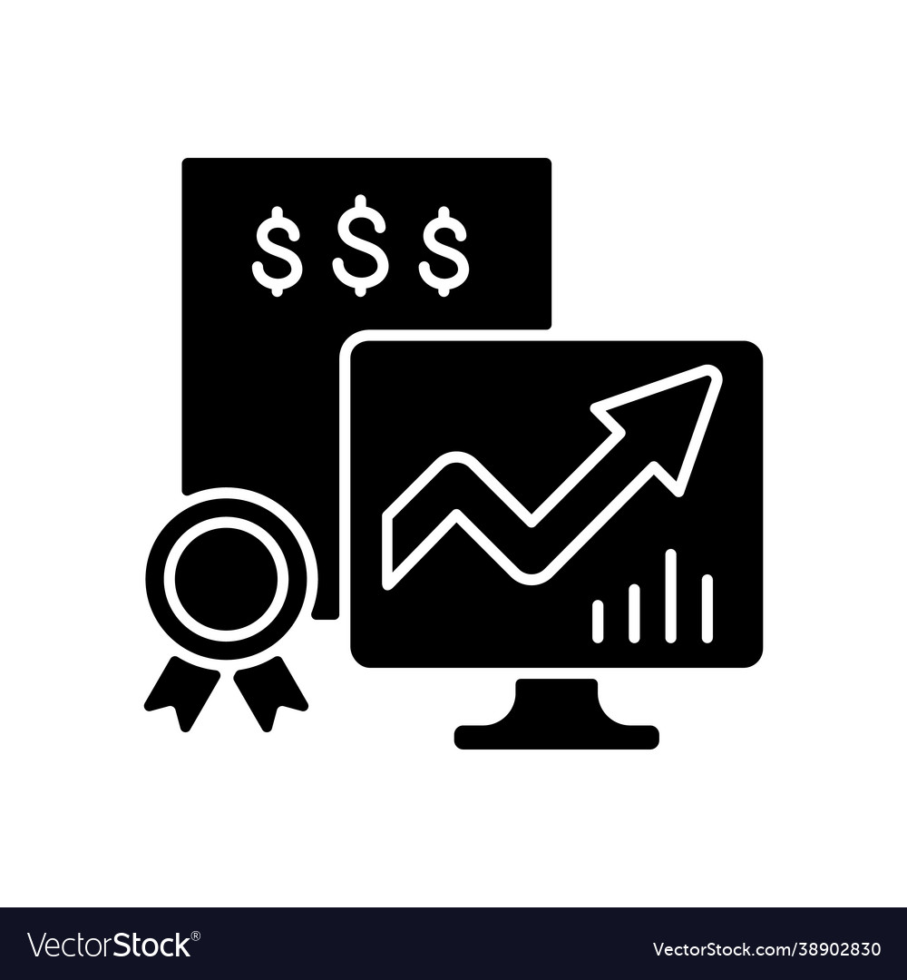 Marketable securities black glyph icon Royalty Free Vector