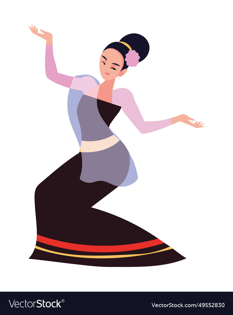 Myanmar woman dances music Royalty Free Vector Image