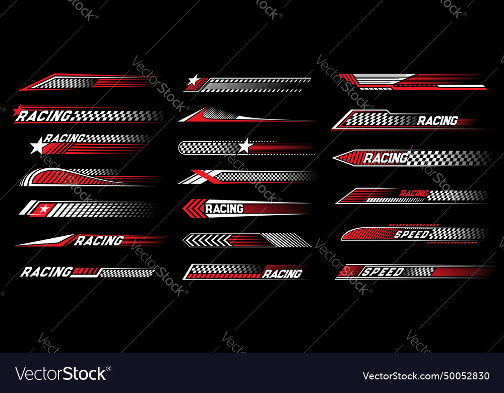 Red race sport car stripe stickers racing decals Vector Image