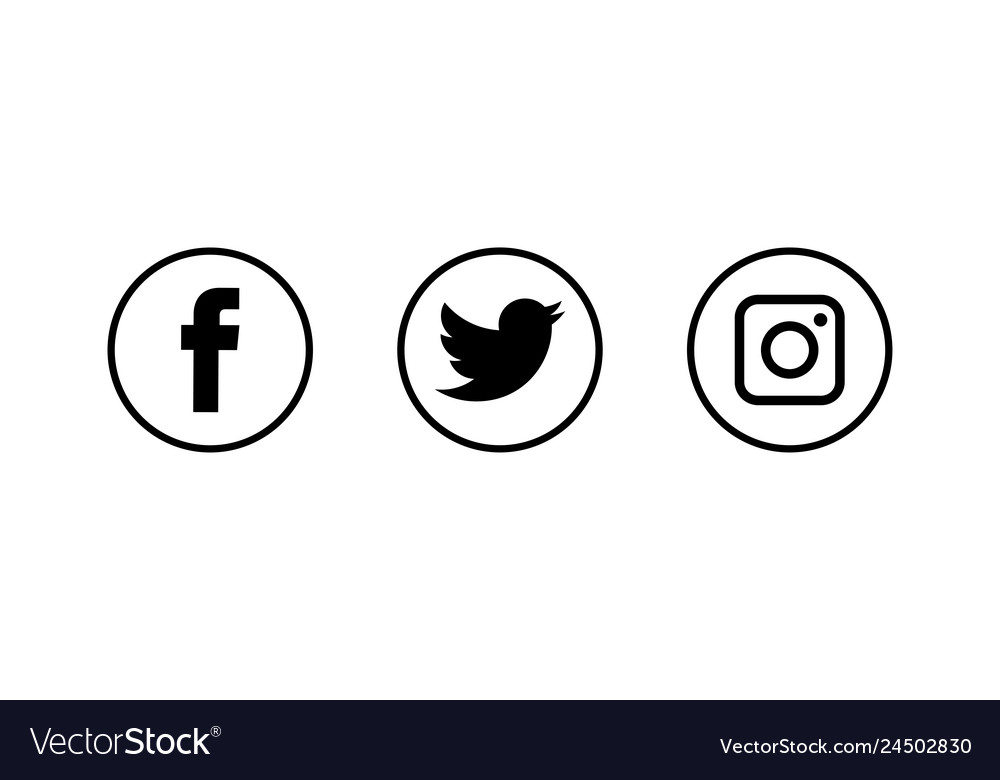 Social Media Icons Black White Facebook Instagram Twitter Vector Images 94