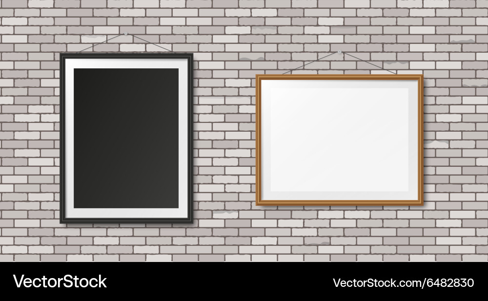 White brick wall with frames Royalty Free Vector Image