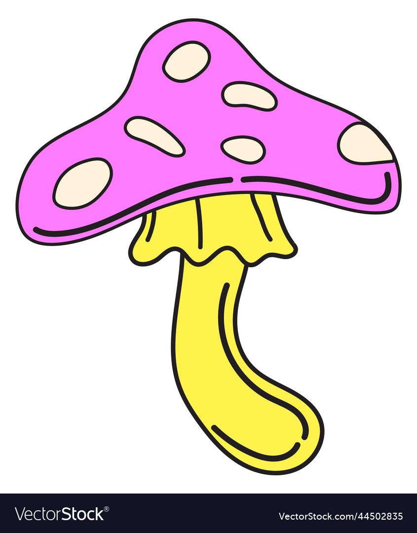Comic mushroom sticker funny fungus color print Vector Image Comic mushroom sticker funny fungus color print Vector Image