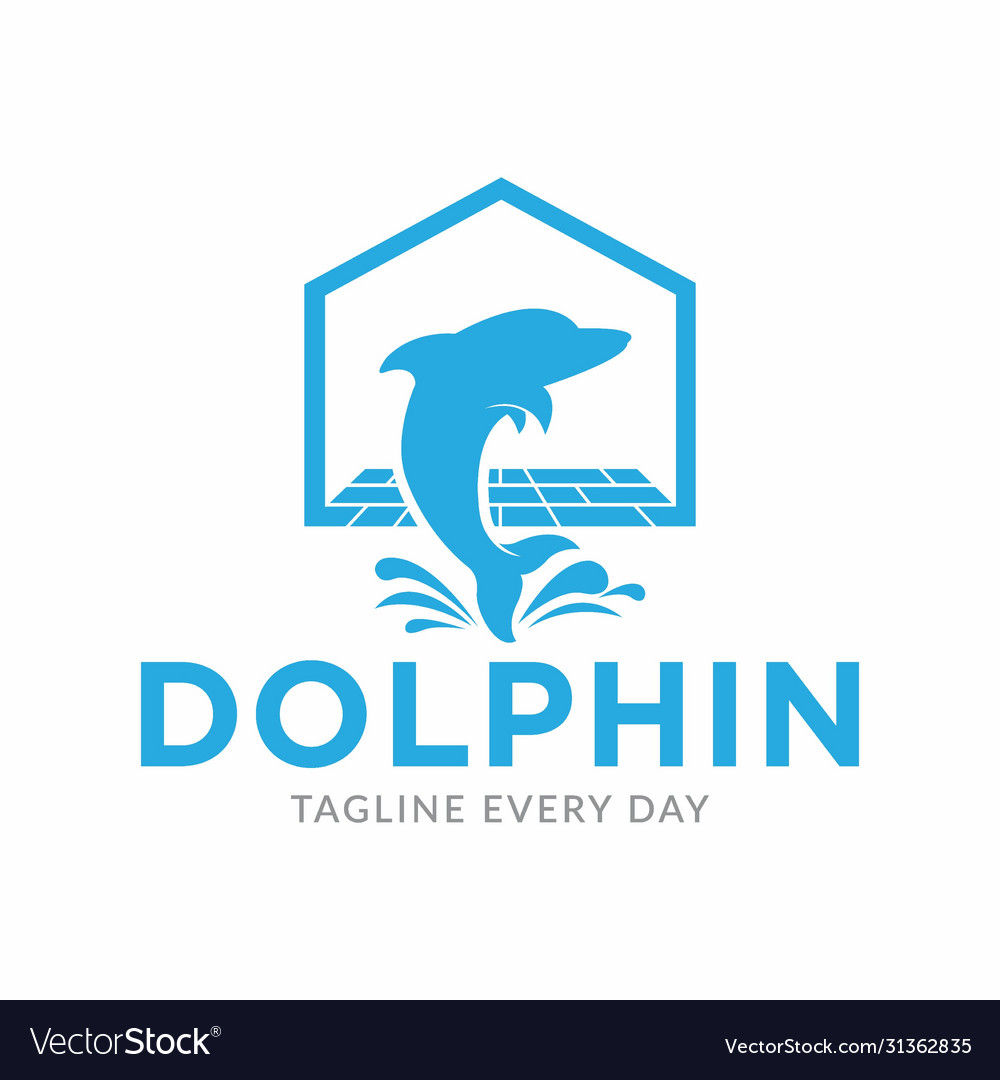 Dolphin home logo design template Royalty Free Vector Image
