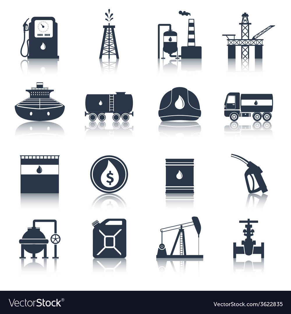 Oil industry icons black Royalty Free Vector Image