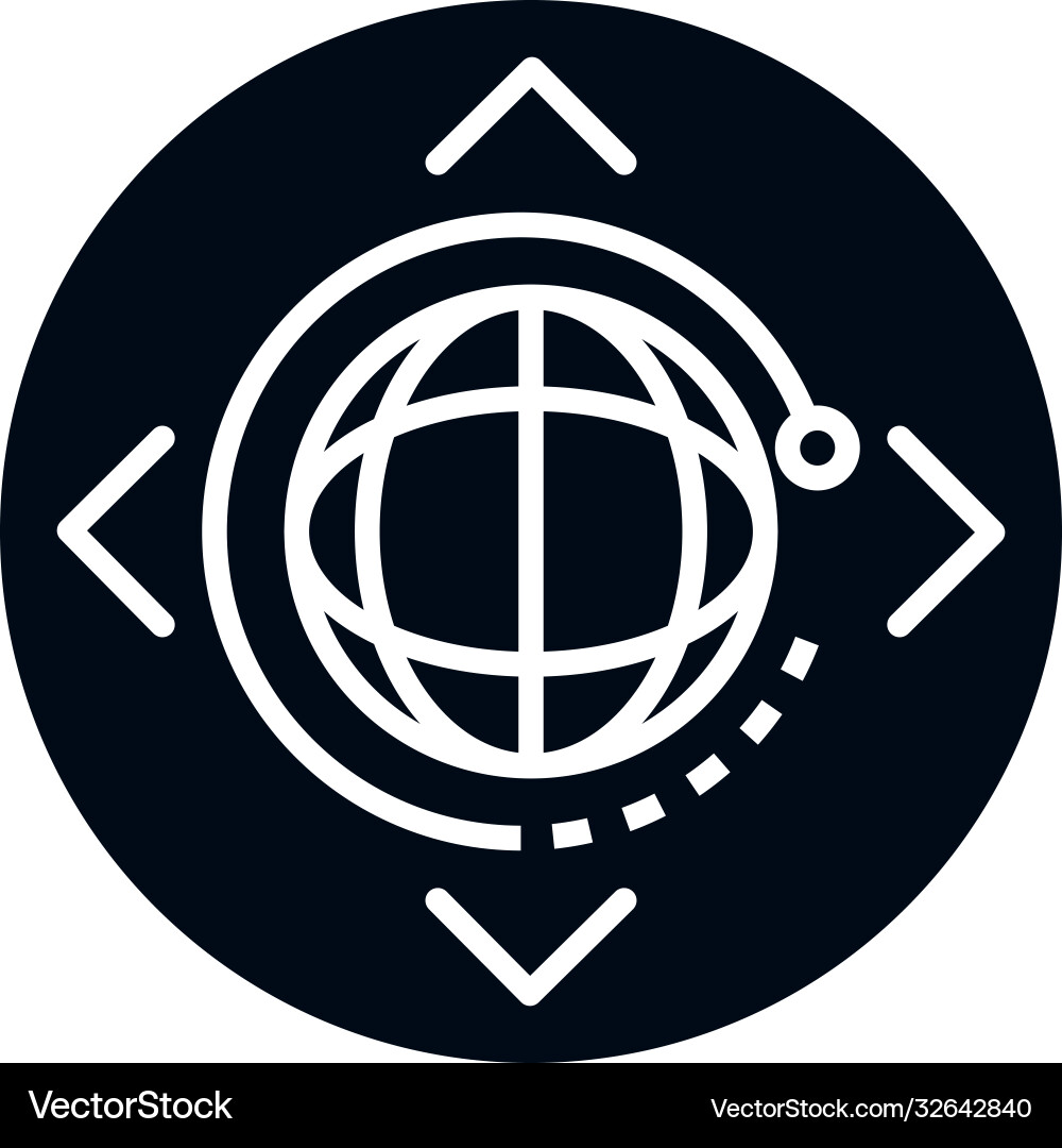 360 degree world virtual rotation block and line Vector Image