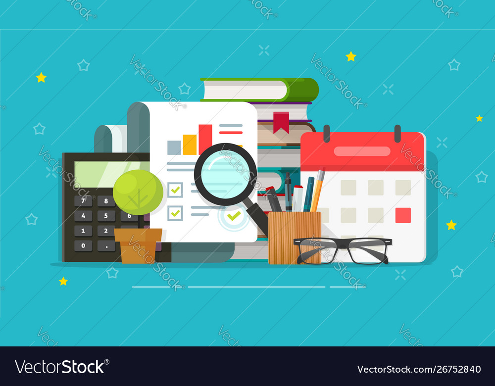 Audit research report analysing on desktop Vector Image