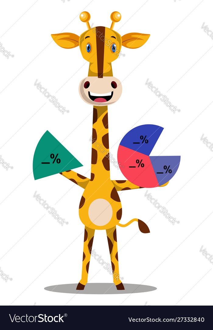 Giraffe with analytics on white background