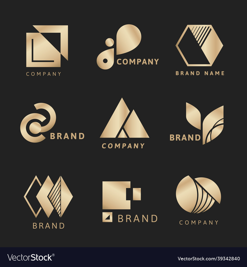 Gold business logo aesthetic template Royalty Free Vector