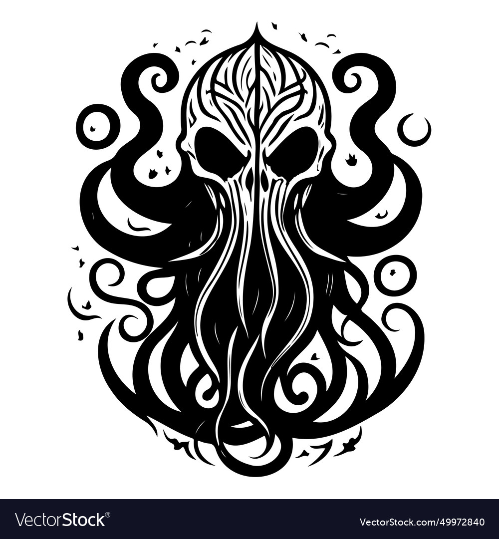 Halloween cthulhu horror scary sketch hand draw Vector Image