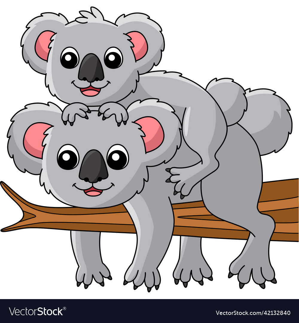 Koala with a baby cartoon colored clipart Vector Image