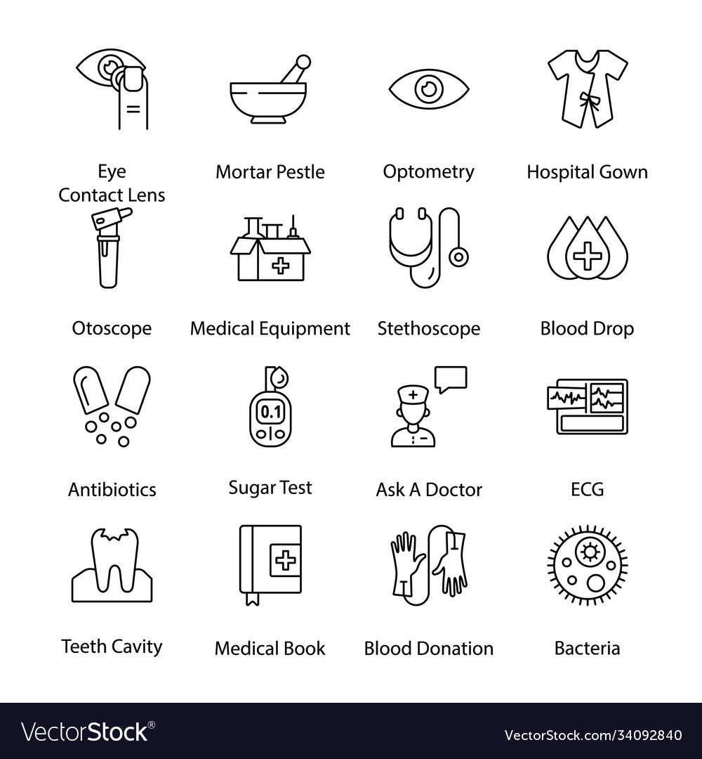 Medicine first aid and health outline icons