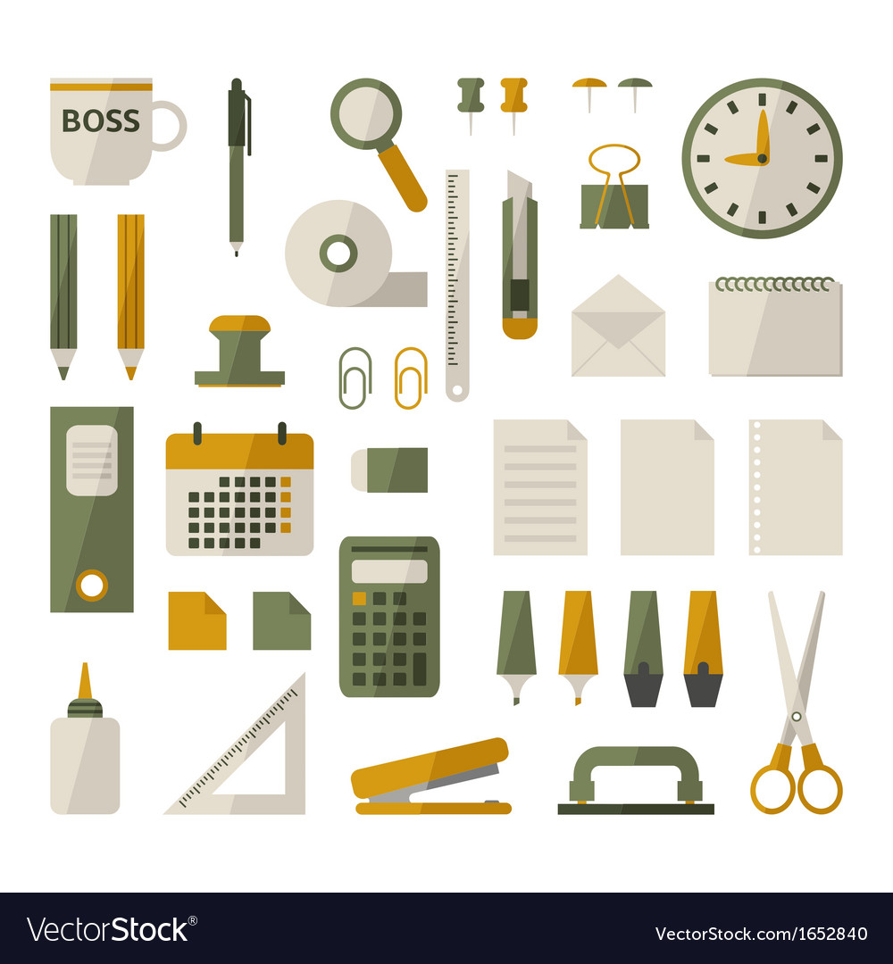 Office stationery set Royalty Free Vector Image