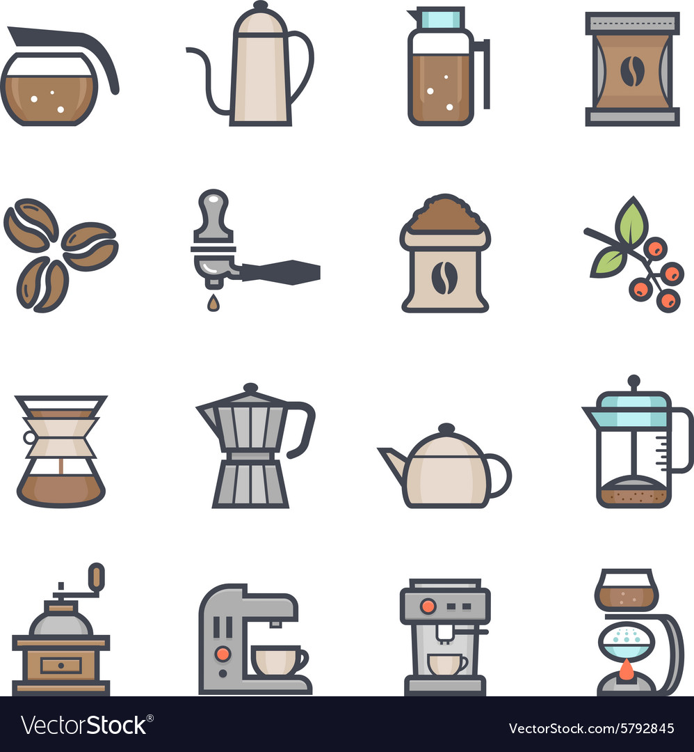 Coffee Icon Bold Stroke with Color Royalty Free Vector Image