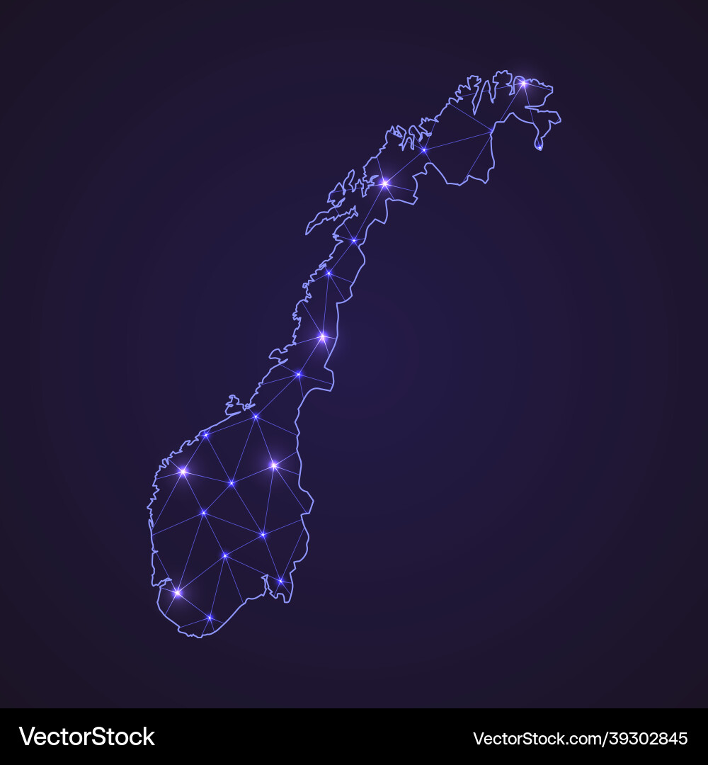 Digital network map of norway abstract connect Vector Image