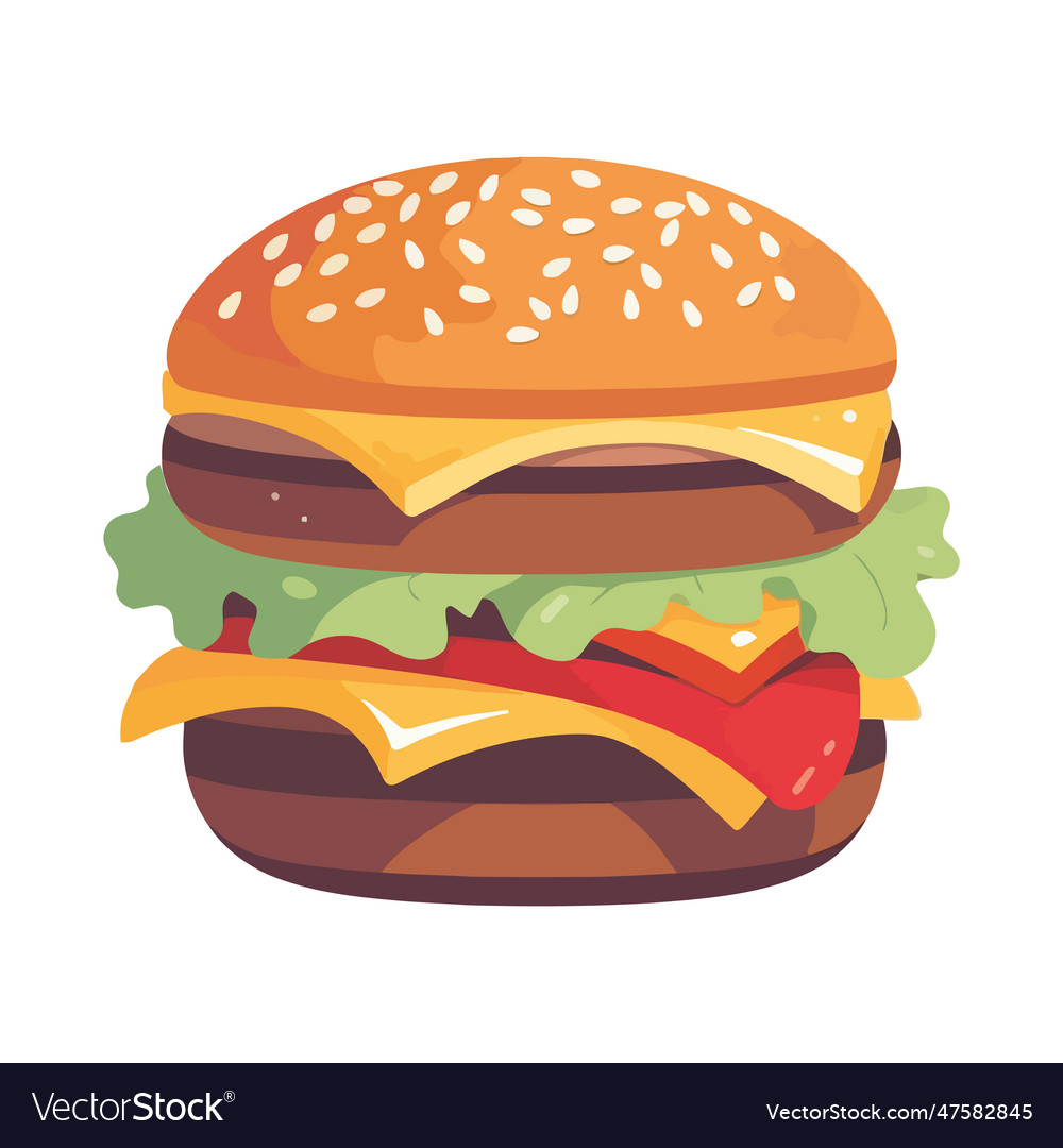 Grilled beef burger with cheddar Royalty Free Vector Image