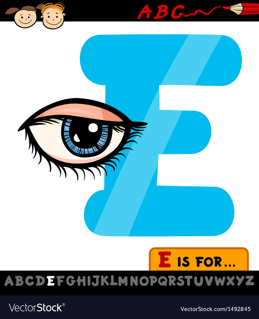 Letter E With Eye Cartoon Royalty Free Vector Image 